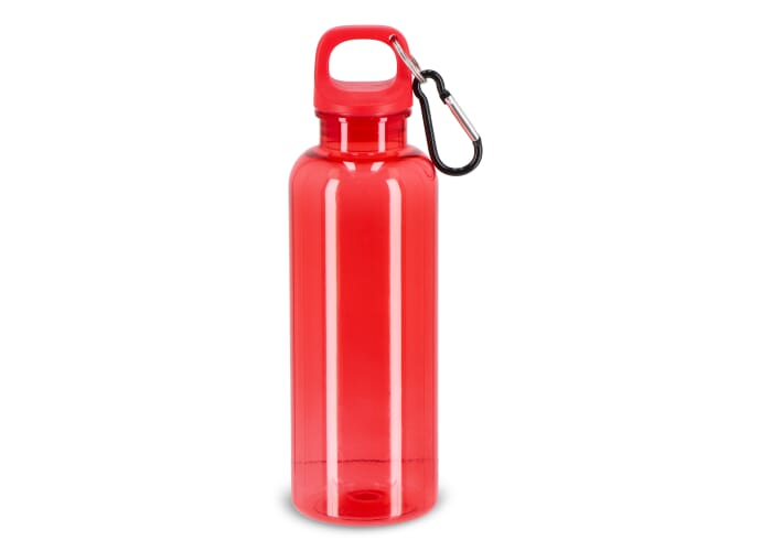 Bouteille promotionnelle 500ml R-PET avec mousqueton Transparent Rouge